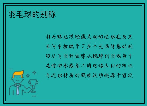 羽毛球的别称